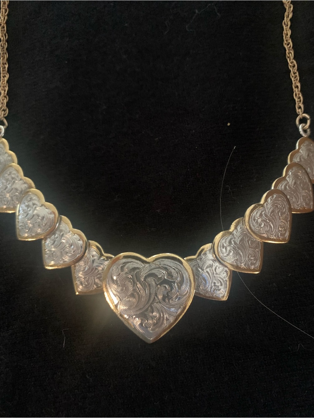 Two-Tone Heart Link Necklace — Gold and Silver